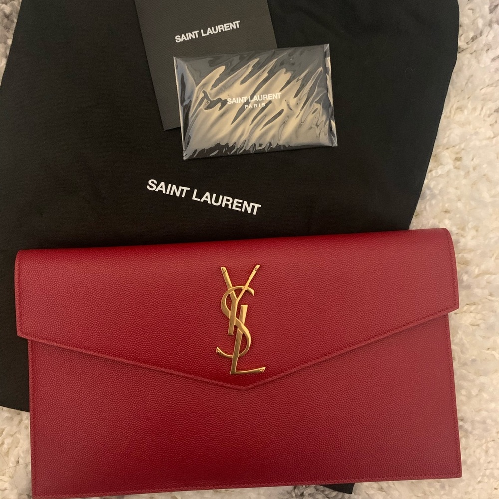 YSL Saint Laurent Red Envelope Clutch / Pouch NWT